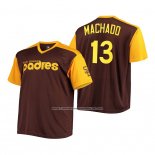 Camiseta Beisbol Hombre San Diego Padres Manny Machado Replica Cooperstown Marron