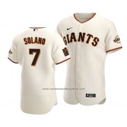 Camiseta Beisbol Hombre San Francisco Giants Donovan Solano Autentico Primera Crema