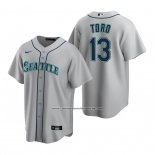 Camiseta Beisbol Hombre Seattle Mariners Abraham Toro Replica Road Gris