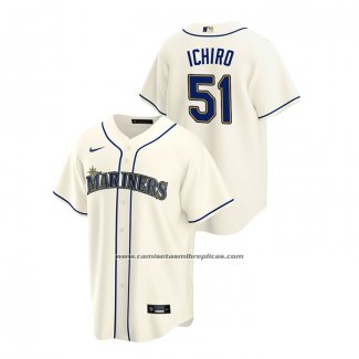 Camiseta Beisbol Hombre Seattle Mariners Ichiro Suzuki Replica Alterno Crema