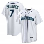 Camiseta Beisbol Hombre Seattle Mariners Jorge Polanco Primera Replica Blanco