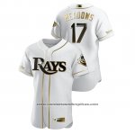 Camiseta Beisbol Hombre Tampa Bay Rays Austin Meadows Golden Edition Autentico Blanco