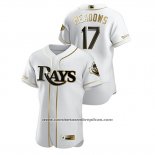 Camiseta Beisbol Hombre Tampa Bay Rays Austin Meadows Golden Edition Autentico Blanco