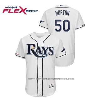 Camiseta Beisbol Hombre Tampa Bay Rays Charlie Morton Flex Base Autentico Collezione Blanco