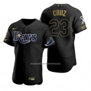 Camiseta Beisbol Hombre Tampa Bay Rays Nelson Cruz Negro 2021 Salute To Service