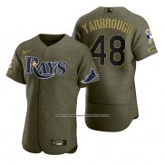 Camiseta Beisbol Hombre Tampa Bay Rays Ryan Yarbrough Camuflaje Digital Verde 2021 Salute To Service