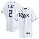 Camiseta Beisbol Hombre Tampa Bay Rays Yandy Diaz Home Replica Blanco