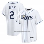 Camiseta Beisbol Hombre Tampa Bay Rays Yandy Diaz Home Replica Blanco
