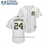 Camiseta Beisbol Hombre Tigers Miguel Cabrera 2018 Dia de los Caidos Cool Base Blanco