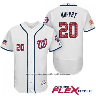 Camiseta Beisbol Hombre Washington Nationals 2017 Estrellas y Rayas Daniel Murphy Blanco Flex Base