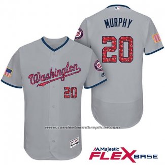 Camiseta Beisbol Hombre Washington Nationals 2017 Estrellas y Rayas Daniel Murphy Gris Flex Base