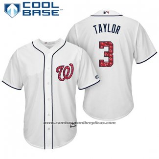 Camiseta Beisbol Hombre Washington Nationals 2017 Estrellas y Rayas Michael Taylor Blanco Cool Base