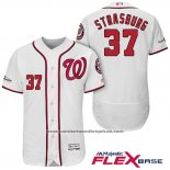 Camiseta Beisbol Hombre Washington Nationals 2017 Postemporada Stephen Strasburg Blanco Flex Base