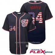 Camiseta Beisbol Hombre Washington Nationals Bryce Harper Stars Stripes Flex Base Azul