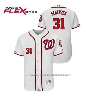 Camiseta Beisbol Hombre Washington Nationals Max Scherzer Flex Base Blanco