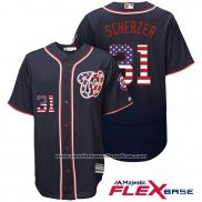 Camiseta Beisbol Hombre Washington Nationals Max Scherzer Stars Stripes Flex Base Azul