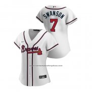 Camiseta Beisbol Mujer Atlanta Braves Dansby Swanson 2020 Replica Primera Blanco