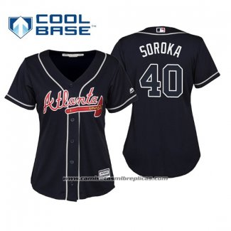 Camiseta Beisbol Mujer Atlanta Braves Mike Soroka Cool Base Alterno 2019 Azul