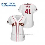 Camiseta Beisbol Mujer Boston Red Sox Chris Sale 2019 Gold Program Cool Base Blanco