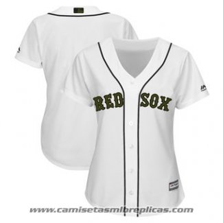 Camiseta Beisbol Mujer Boston Red Sox Personalizada 2018 Blanco