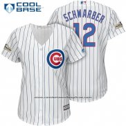 Camiseta Beisbol Mujer Chicago Cubs 2017 Postemporada 12 Kyle Schwarber Blanco Cool Base