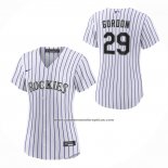 Camiseta Beisbol Mujer Colorado Rockies Tanner Gordon Primera Replica Blanco