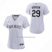 Camiseta Beisbol Mujer Colorado Rockies Tanner Gordon Primera Replica Blanco