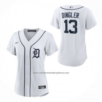 Camiseta Beisbol Mujer Detroit Tigers Dillon Dingler Primera Replica Blanco