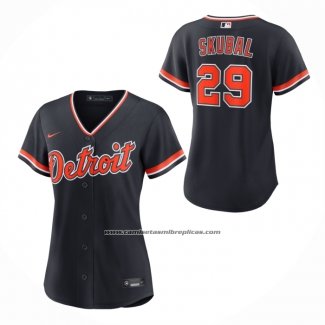 Camiseta Beisbol Mujer Detroit Tigers Tarik Skubal Alterno Replica Azul