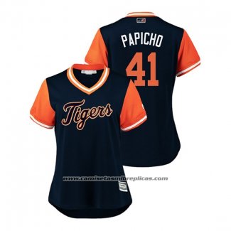 Camiseta Beisbol Mujer Detroit Tigers Victor Martinez 2018 LLWS Players Weekend Papicho Azul