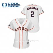 Camiseta Beisbol Mujer Houston Astros Alex Bregman 2019 Postemporada Cool Base Blanco