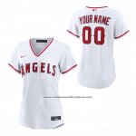 Camiseta Beisbol Mujer Los Angeles Angels Primera Replica Personalizada Blanco