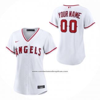 Camiseta Beisbol Mujer Los Angeles Angels Primera Replica Personalizada Blanco