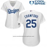 Camiseta Beisbol Mujer Los Angeles Dodgers Carl Crawford Cool Base Blanco