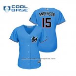 Camiseta Beisbol Mujer Miami Marlins Brian Anderson Cool Base 2019 Azul