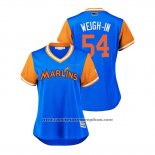 Camiseta Beisbol Mujer Miami Marlins Wei Yin Chen 2018 LLWS Players Weekend Weigh In Azul