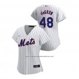 Camiseta Beisbol Mujer New York Mets Jacob Degrom 2020 Replica Primera Blanco