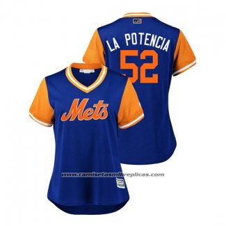 Camiseta Beisbol Mujer New York Mets Yoenis Cespedes 2018 LLWS Players Weekend La Potencia Azul