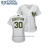 Camiseta Beisbol Mujer New York Yankees David Robertson 2018 Dia de los Caidos Cool Base Blanco