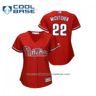 Camiseta Beisbol Mujer Philadelphia Phillies Andrew Mccutchen Cool Base Alterno Rojo