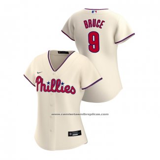 Camiseta Beisbol Mujer Philadelphia Phillies Jay Bruce 2020 Replica Alterno Crema