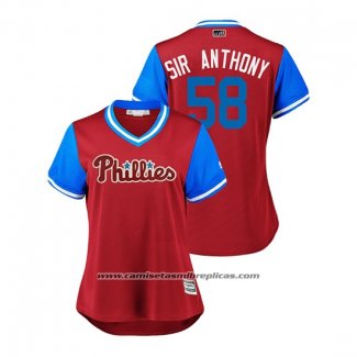 Camiseta Beisbol Mujer Philadelphia Phillies Seranthony Dominguez 2018 LLWS Players Weekend Sir Anthony Scarlet