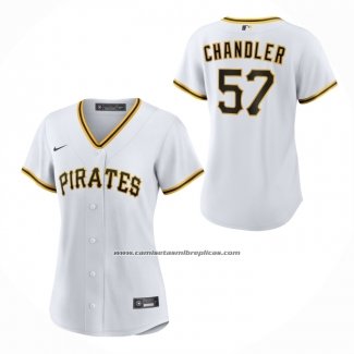 Camiseta Beisbol Mujer Pittsburgh Pirates Bubba Chandler Primera Replica Blanco
