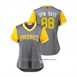 Camiseta Beisbol Mujer San Diego Padres Phil Maton 2018 LLWS Players Weekend Spin Rate Gris