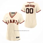 Camiseta Beisbol Mujer San Francisco Giants Primera Replica Personalizada Crema