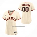 Camiseta Beisbol Mujer San Francisco Giants Primera Replica Personalizada Crema