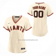 Camiseta Beisbol Mujer San Francisco Giants Primera Replica Personalizada Crema