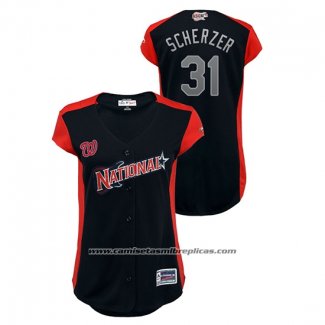 Camiseta Beisbol Mujer Washington Washington Nationals 2019 All Star Workout National League Max Scherzer Azul