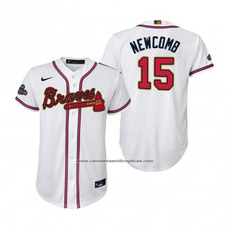 Camiseta Beisbol Nino Atlanta Braves Sean Newcomb 2022 Gold Program Replica Blanco