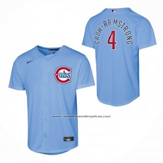 Camiseta Beisbol Nino Chicago Cubs Pete Crow Armstrong Alterno 2 Replica Azul Claro